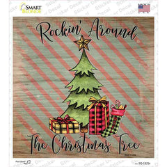 Rockin Around the Christmas Tree Novelty Square Sticker Decal Small