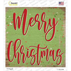 Merry Christmas Green Novelty Square Sticker Decal Small