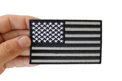 American Flag Black and Reflective 4 Inch Patch - 4x2.5 inch