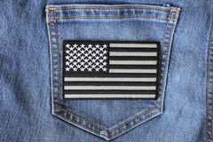 American Flag Black and Reflective 4 Inch Patch - 4x2.5 inch