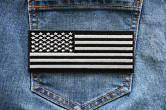 American Flag Patch Black White 5 inch - 5x2 inch