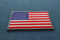 American Flag Patch Silver Border - 3x2 inch