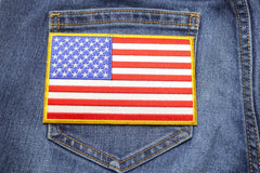 American Flag Patch with Yellow Borders - 5x3 inch