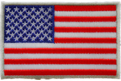 American Flag Patch Silver Border - 3x2 inch