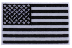 Black and White American Flag Patch with White Borders - 5x3 inch