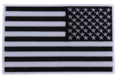 Black and White American REVERSED Flag Patch with White Borders - 5x3 inch