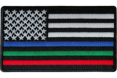 Blue Green and Red Striped American Flag Patch - 3.5x2 inch