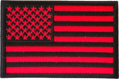 Red Black American Flag Patch - 3x2 inch