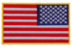 Reversed US Flag Patch 4 Inch Yellow Border - 4x2.5 inch