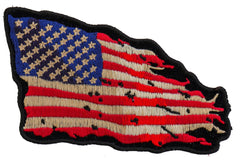 Tattered US American Flag Patch Small - 4x3 inch