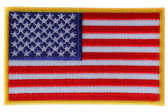 US Flag Patch 4 Inch Yellow Border - 4x2.5 inch