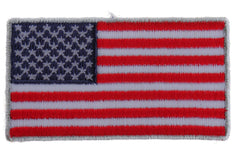 US Flag Patch Silver Border 2.5 Inch - 2.5x1.4 inch