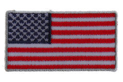 US Flag Patch Silver Border 2 Inch - 2x1.1 inch