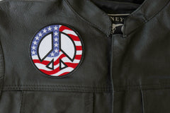 Peace Sign Patch with American Flag for Sewing on to  Jackets - 4x4 inch