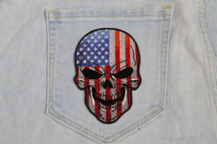 American Flag Skull Patch - 3x4.3 inch