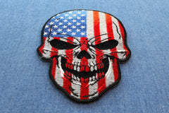 American Flag Skull Patch - 3x4.3 inch