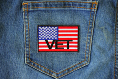 American Flag Vet Patch - 3x2 inch