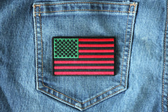 American Flag with African Colors Iron on Patch - 3.2x2 inch