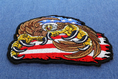 Eagle Patch with giant Talons and American Flag - 4.3x3.5 inch