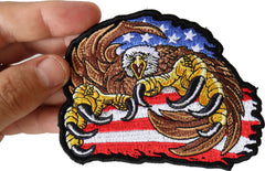 Eagle Patch with giant Talons and American Flag - 4.3x3.5 inch