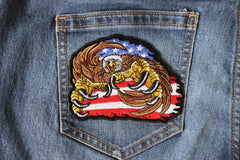 Eagle Patch with giant Talons and American Flag - 4.3x3.5 inch