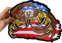 American Flag Eagle and Talons Patch - 11.2x9 inch