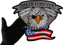 Biker Forever Eye Patch Eagle Patch - 12x10 inch