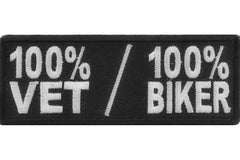 100 Percent Vet 100 Percent Biker Patch - 4x1.5 inch