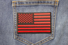 Black and Red American Flag Patch 4 Inch - 4x2.5 inch