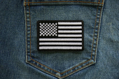 Black and White American Flag Patch - 3x2 inch