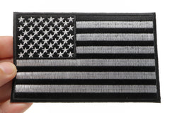 Black and White American Flag Patch with Black Borders - 5x3 inch