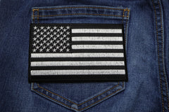 Black and White American Flag Patch with Black Borders - 5x3 inch