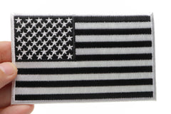 Black and White American Flag Patch with White Borders - 5x3 inch