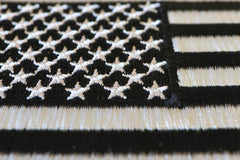 Black and White American Flag Patch with White Borders - 5x3 inch