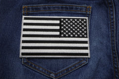 Black and White American REVERSED Flag Patch with White Borders - 5x3 inch