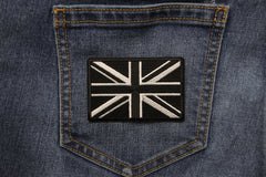 Black and White UK Flag Patch - 3x2 inch