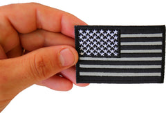 Black White and Reflective US Flag Patch - 3x2 inch