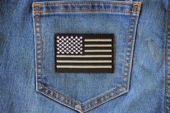 Black White and Reflective US Flag Patch - 3x2 inch