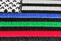 Blue Green and Red Striped American Flag Patch - 3.5x2 inch