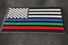 Blue Green and Red Striped American Flag Patch - 3.5x2 inch