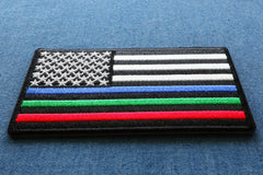 Blue Green and Red Striped American Flag Patch - 3.5x2 inch