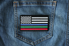 Blue Green and Red Striped American Flag Patch - 3.5x2 inch