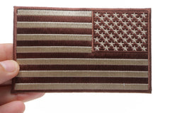 Brown Subdued American REVERSED Flag Patch - 5x3 inch