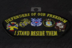 Cap Defenders Of Our Freedom I Stand Beside Them Patriotic Iron on Patch - 5x2.75 inch