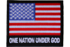 One Nation Under God American Flag Patch - 3x2.75 inch