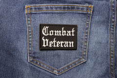 Combat Veteran Patch In Old English - 3x2 inch