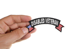 Disabled Veteran Patch with American Flag Tips - 4x1.5 inch