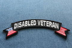 Disabled Veteran Patch with American Flag Tips - 4x1.5 inch