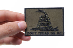 Don't Tread On Me Gadsden Flag Black Over Army Green Patch - 3x2.25 inch