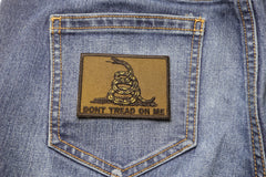 Don't Tread On Me Gadsden Flag Black Over Army Green Patch - 3x2.25 inch